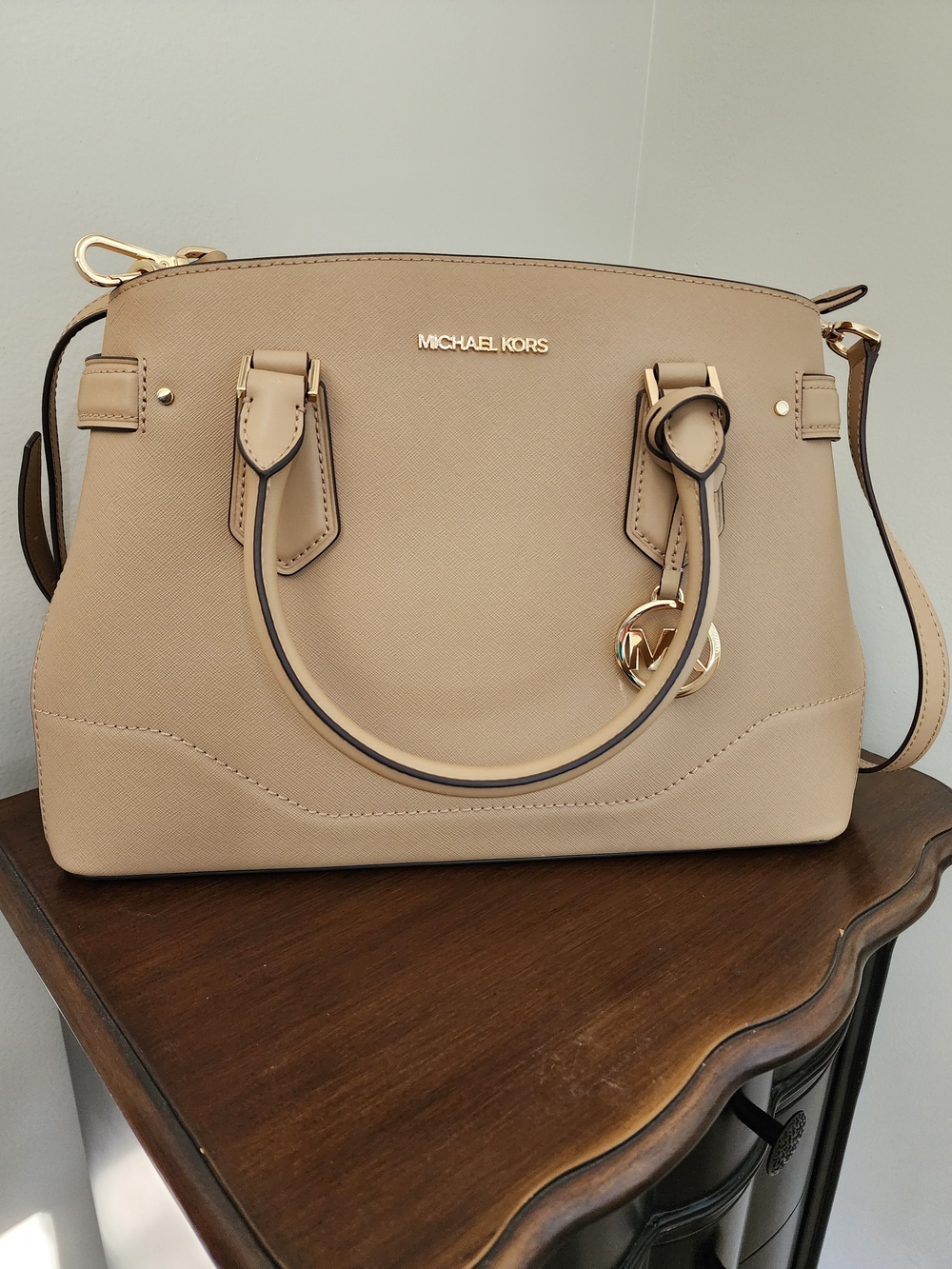 Michael Kors Beige Leather Satchel Handbag